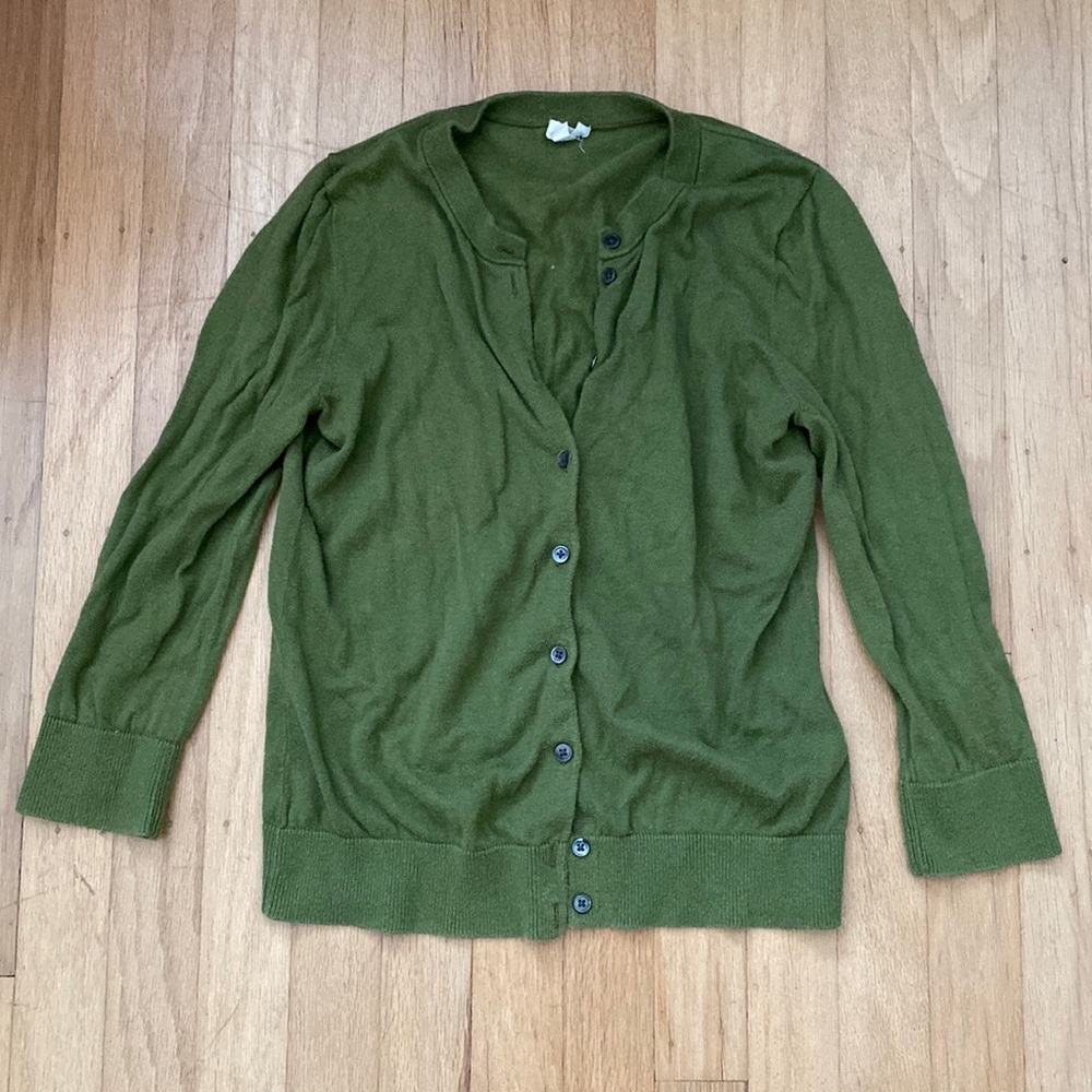 J Crew Green Cardigan